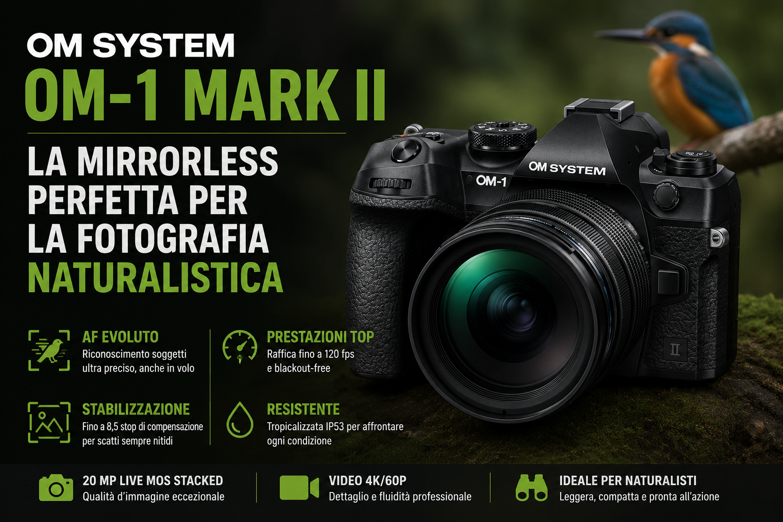 OM System OM-1 Mark II: La Mirrorless Perfetta per la Fotografia Naturalistica