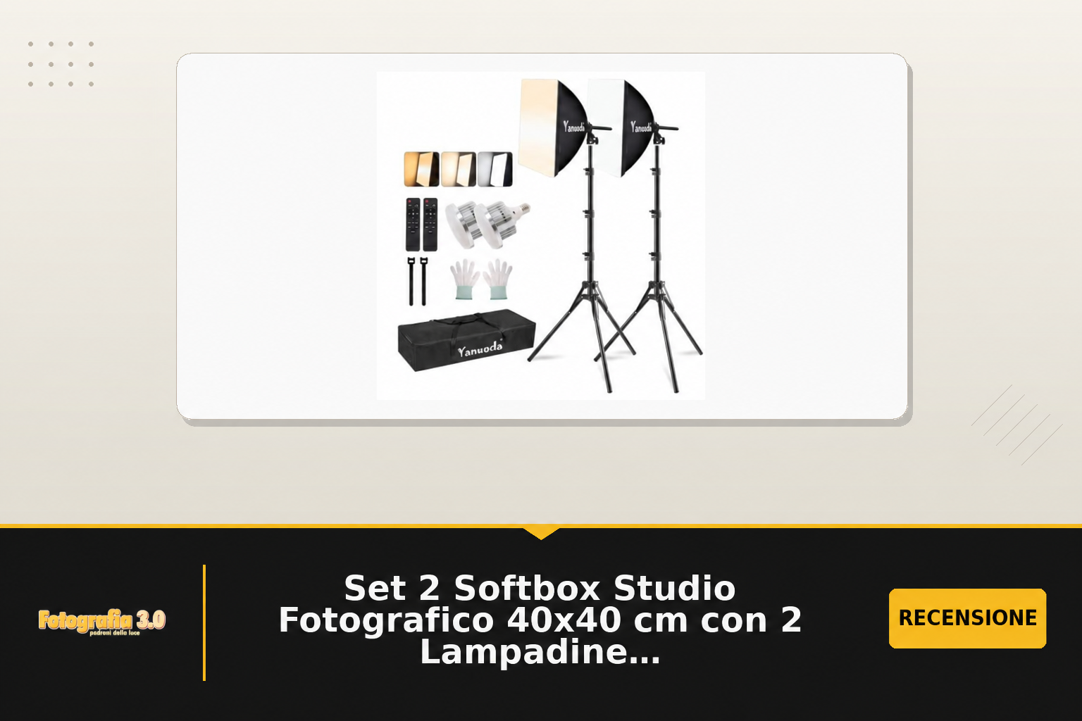Set 2 Softbox Studio Fotografico 40x40 cm con 2 Lampadine LED 95W (3000-7500K, E27) + 2 Treppiedi - Luce Professionale per Foto, Video, Streaming Live e Ritratti