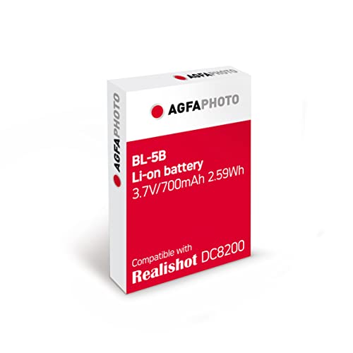 AGFA Photo - Batteria agli ioni di litio BL-5B, compatibile con dispositivo compatto Agfa DC8200, colore: Nero