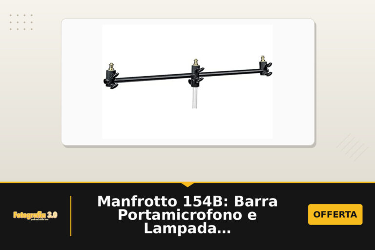 Manfrotto 154B: Barra Portamicrofono e Lampada, 65 cm e attacchi tripli in alluminio nero