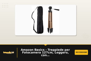 Amazon Basics - Treppiede per Fotocamera 127cm, Leggero, con Borsa, Altezza Regolabile, per Fotocamere DSLR, Champagne