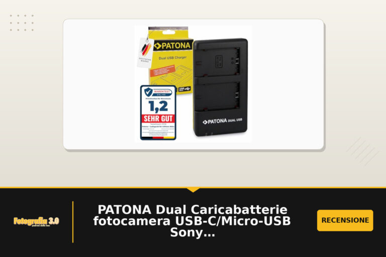 PATONA Dual Caricabatterie fotocamera USB-C/Micro-USB Sony NP-FZ100 FZ100 | Mini caricabatterie da viaggio per Alpha FX3 FX30 A1 A7 A9 A9II A7RIII A7RIV A6600 A7C ZV-E1 BC-QZ1, con cavo USB