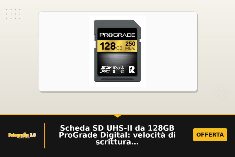 Scheda SD UHS-II da 128GB ProGrade Digital: velocità di scrittura 130 MB/s e lettura 250 MB/s, garanzia di 3 anni