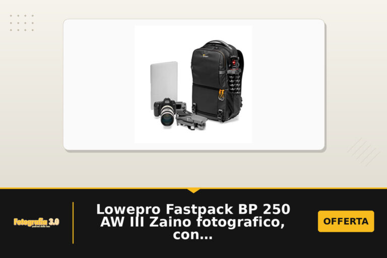 Lowepro Fastpack BP 250 AW III Zaino fotografico, con Sistema QuickDoor Access, Tasca per Laptop da 13″, Nero