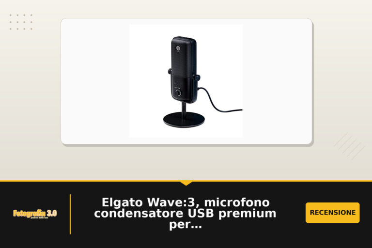 Elgato Wave:3, microfono condensatore USB premium per streaming, podcast, gaming e home office, software di mixaggio gratis, plug-in per effetti audio, anti-distorsione, plug ’n play, per Mac e PC
