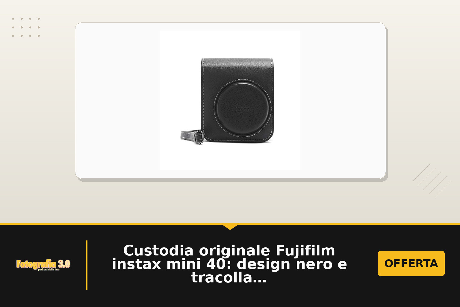 Custodia originale Fujifilm instax mini 40: design nero e tracolla regolabile per proteggere la tua macchina istantanea