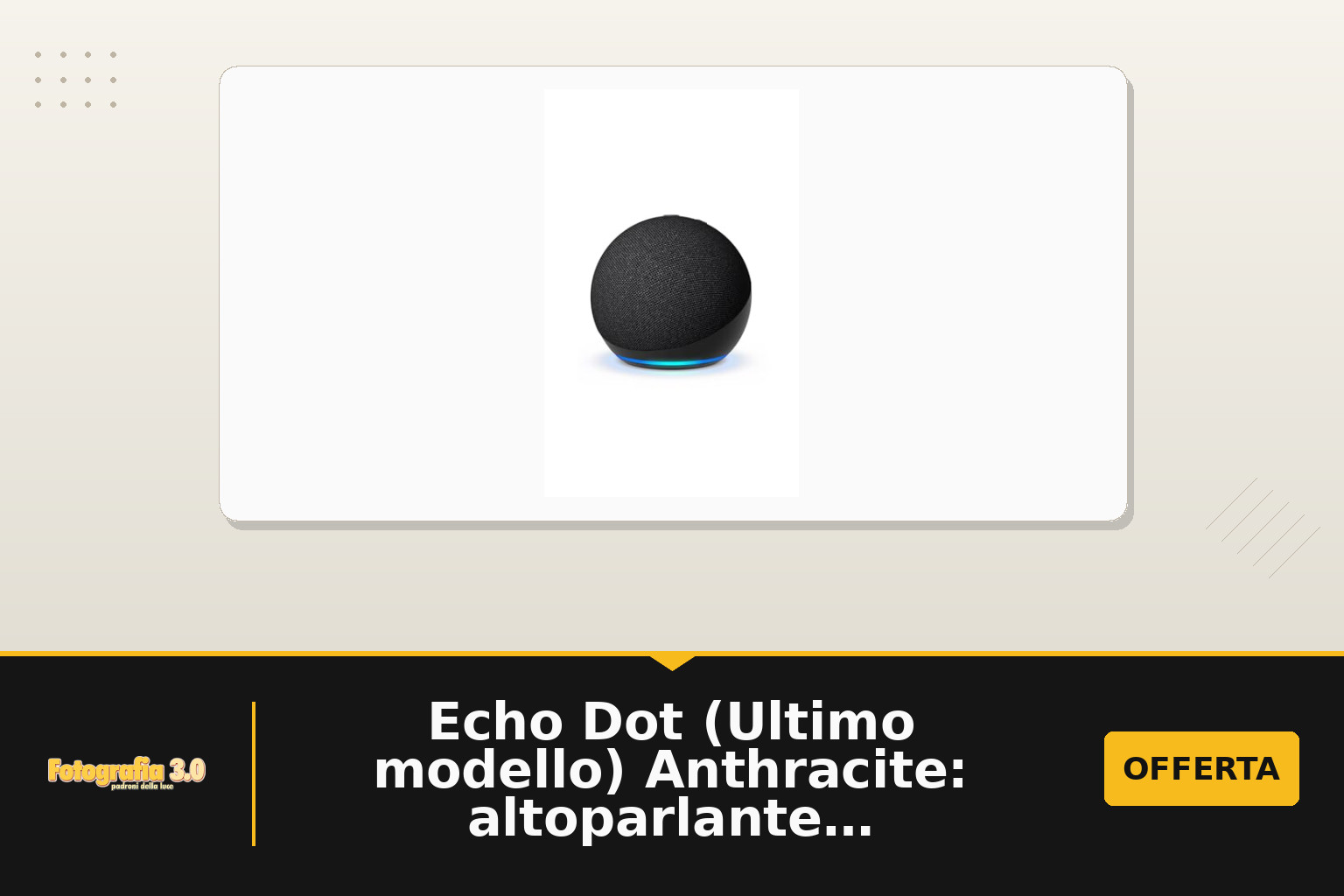 Echo Dot (Ultimo modello) Anthracite: altoparlante smart Wi‑Fi e Bluetooth, solo dispositivo