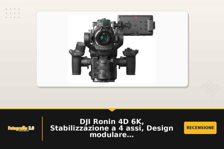 DJI Ronin 4D 6K, Stabilizzazione a 4 assi, Design modulare altamente integrato, Fotocamera stabilizzata full-frame, Registrazione interna in ProRes RAW in 6K/60fps e 4K/120fps, Telemetro LIDAR