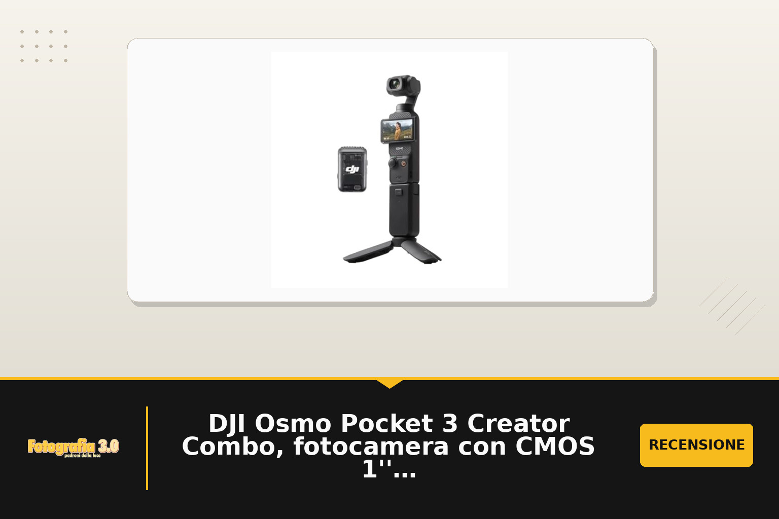 DJI Osmo Pocket 3 Creator Combo, fotocamera con CMOS 1'' e video 4K/120fps | stabilizzazione a 3 assi, tracciamento volti/oggetti, messa a fuoco rapida, microfono incluso, fotocamera per fotografia