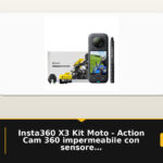 Insta360 X3 Kit Moto - Action Cam 360 impermeabile con sensore da 1/2", foto 360 da 72MP, video 360 5.7K, stabilizzazione, touch screen 2,29", vibrazione, editing IA, live streaming, webcam