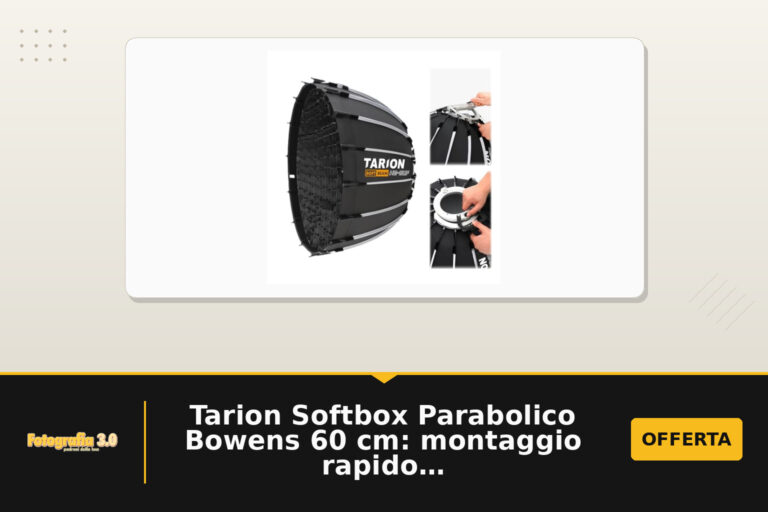Tarion Softbox Parabolico Bowens 60 cm: montaggio rapido, diffusione controllata e compatibilità universale