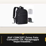 K&F CONCEPT Zaino Foto Compatto 13L Parapioggia Impermeabile Nero | Zaino 13L, poliestere 600D, parapioggia, laptop 14'', treppiede, 890g, ideale viaggi e daily, B19