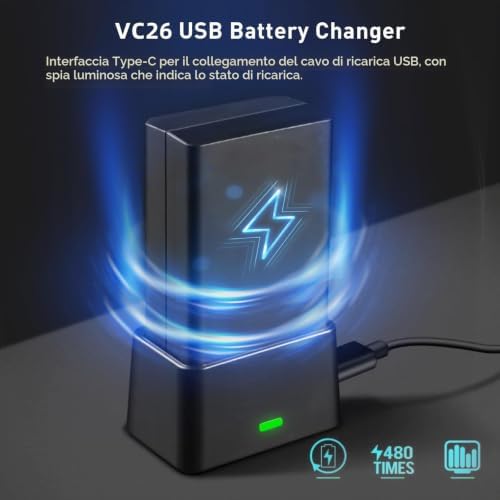 Godox VC26 Caricatore USB V1 V1Pro, DC 5 V, uscita DC 8,4 V, compatibile con GODOX V1-C/N/S V1Pro-C/N/S V860III-C/N/S V860III-C/N/S — foto prodotto Amazon