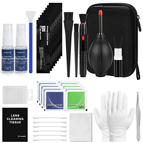 ARVOK 32 Kit Pulizia Fotocamera, Kit Pulizia Lenti per per Obiettivo Fotografico Obiettivi Ottici e Fotocamere Reflex, Accessori per la Pulizia Della Fotocamera per Canon Nikon Sony Pentax
