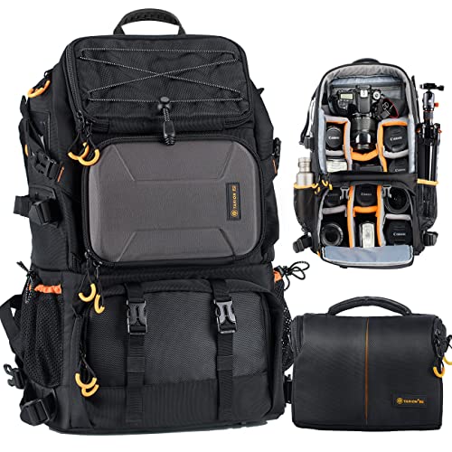 TARION Pro PB-01 Zaino Fotografico Grande per Fotocamera e Laptop 15.6" | Set Zaino e Borsa a Tracolla per Reflex, Obiettivi e Treppiede Ideale per Viaggio Trekking e Fotografia Professionale